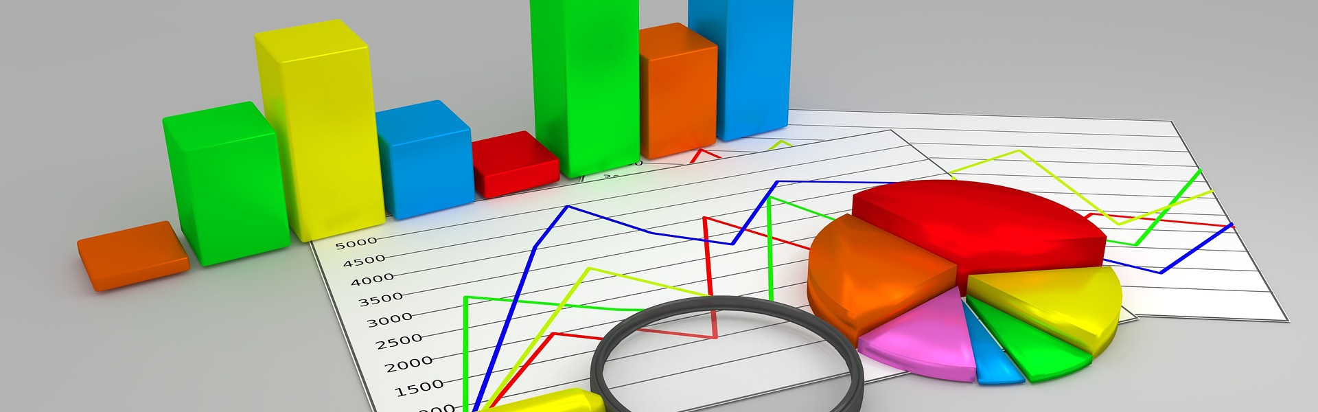 Kurven, Säulen, Papier ... Statistiken.